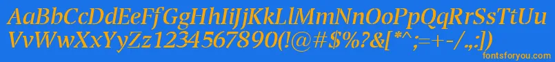 TransportItalic Font – Orange Fonts on Blue Background