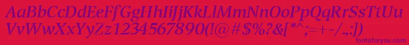 TransportItalic Font – Purple Fonts on Red Background