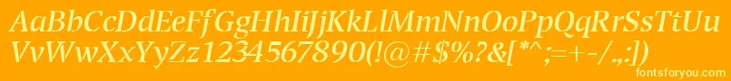 TransportItalic-Schriftart – Gelbe Schriften auf orangefarbenem Hintergrund