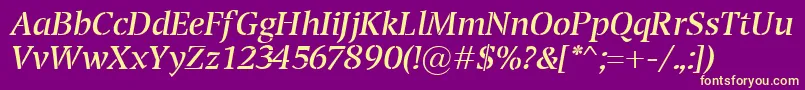 フォントTransportItalic – 紫の背景に黄色のフォント