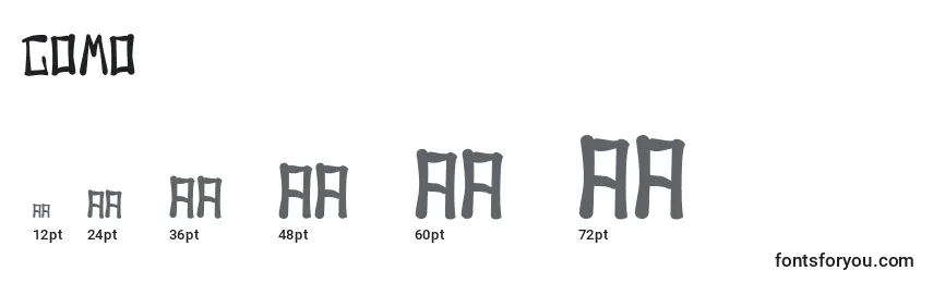 Размеры шрифта Gomo