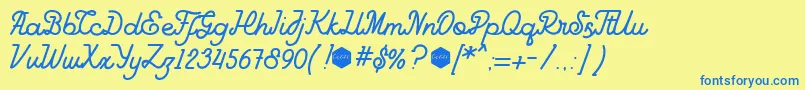 GoodlineFree-Schriftart – Blaue Schriften auf gelbem Hintergrund