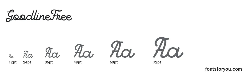 GoodlineFree Font Sizes