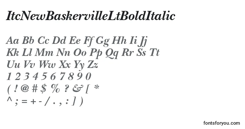Czcionka ItcNewBaskervilleLtBoldItalic – alfabet, cyfry, specjalne znaki