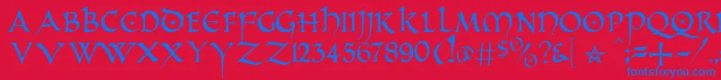 Шрифт PrUncialAlternateCapitals – синие шрифты на красном фоне