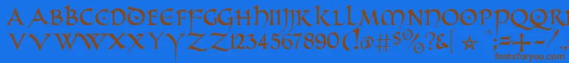 PrUncialAlternateCapitals Font – Brown Fonts on Blue Background