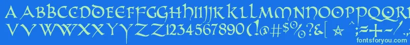 Шрифт PrUncialAlternateCapitals – зелёные шрифты на синем фоне