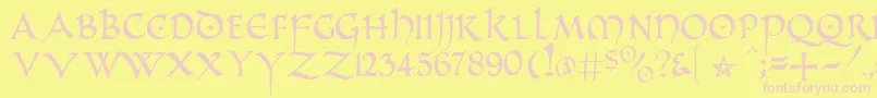 Czcionka PrUncialAlternateCapitals – różowe czcionki na żółtym tle