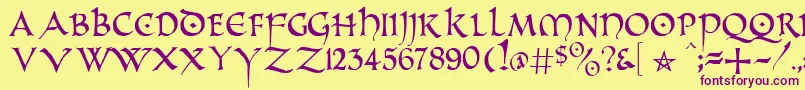 PrUncialAlternateCapitals Font – Purple Fonts on Yellow Background