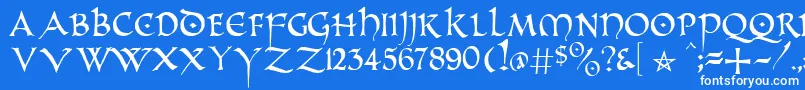 フォントPrUncialAlternateCapitals – 青い背景に白い文字