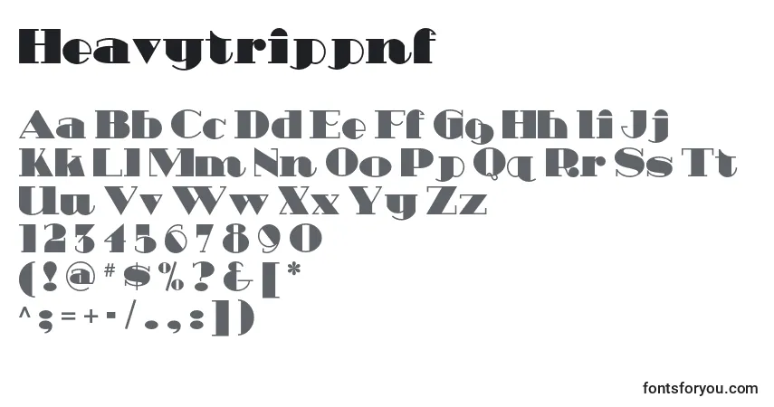 A fonte Heavytrippnf (58796) – alfabeto, números, caracteres especiais