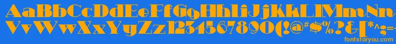 Weitere Informationen zur Heavytrippnf-Schriftart Heavytrippnf-Schriftart – Orangefarbene Schriften auf blauem Hintergrund