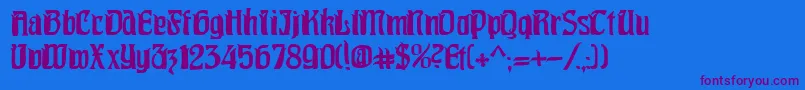 Pittoresk-Schriftart – Violette Schriften auf blauem Hintergrund