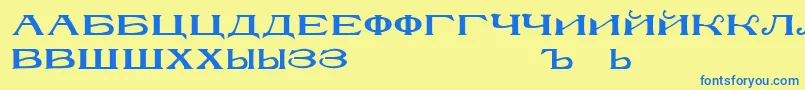 RusskijmodernRegular Font – Blue Fonts on Yellow Background