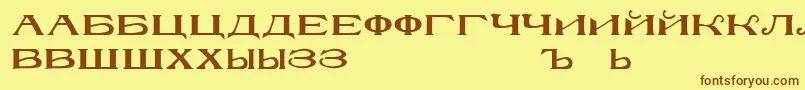 RusskijmodernRegular Font – Brown Fonts on Yellow Background