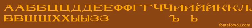 RusskijmodernRegular Font – Orange Fonts on Brown Background