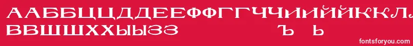 Czcionka RusskijmodernRegular – białe czcionki na czerwonym tle