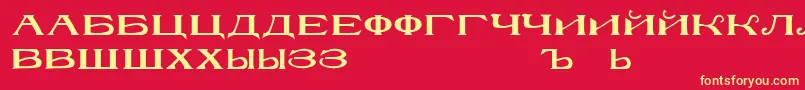 RusskijmodernRegular Font – Yellow Fonts on Red Background