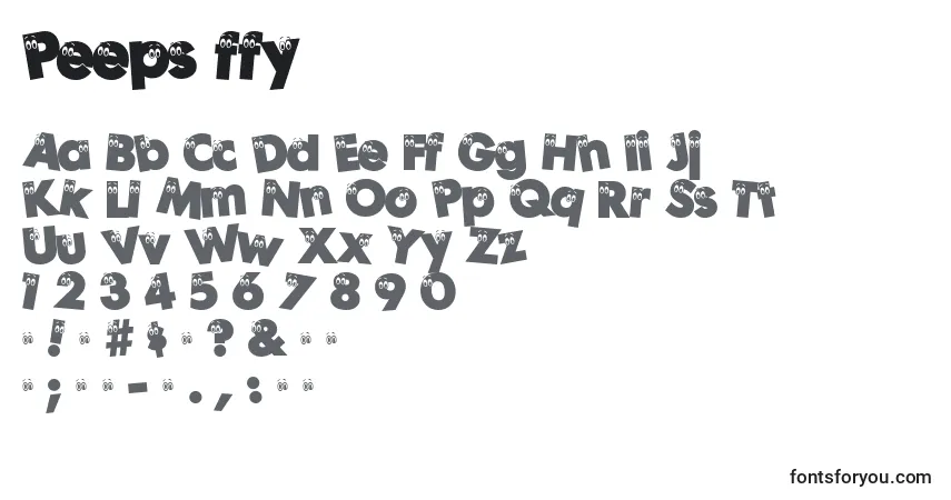 A fonte Peeps ffy – alfabeto, números, caracteres especiais