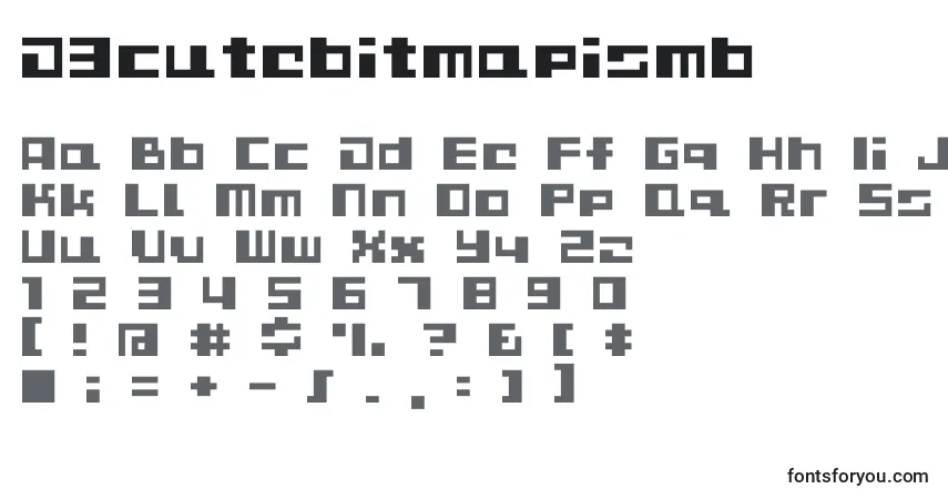 Czcionka D3cutebitmapismb – alfabet, cyfry, specjalne znaki