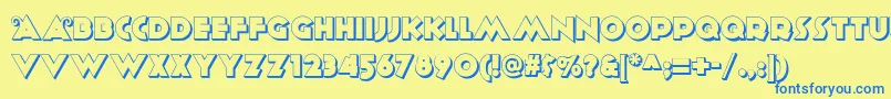 フォントAnagram ffy – 青い文字が黄色の背景にあります。