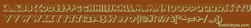 フォントAnagram ffy – 緑色の文字が茶色の背景にあります。