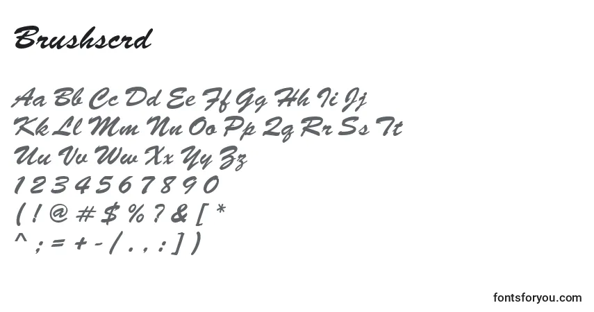 Шрифт Brushscrd – алфавит, цифры, специальные символы