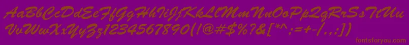 Brushscrd-Schriftart – Braune Schriften auf violettem Hintergrund