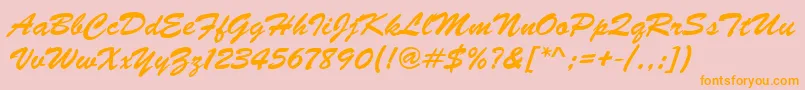 Brushscrd Font – Orange Fonts on Pink Background