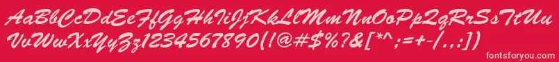 Brushscrd-Schriftart – Rosa Schriften auf rotem Hintergrund