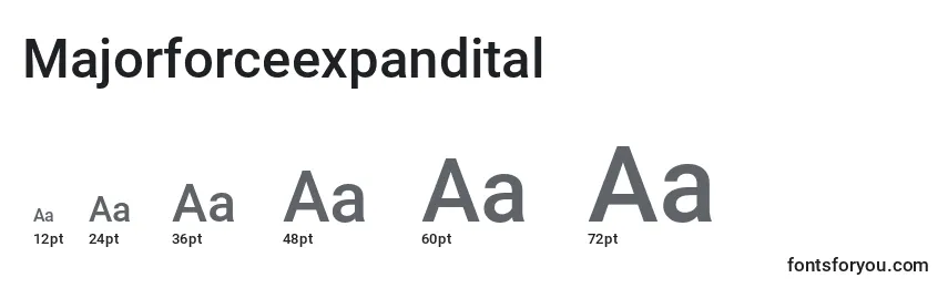 Размеры шрифта Majorforceexpandital