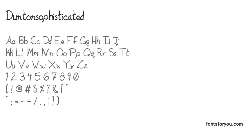 Czcionka Duntonsophisticated – alfabet, cyfry, specjalne znaki