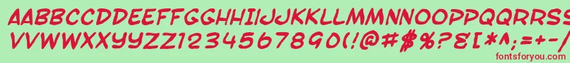 SfToontimeBlotchBoldItalic Font – Red Fonts on Green Background