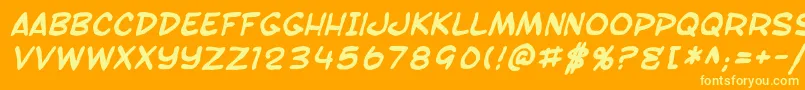SfToontimeBlotchBoldItalic Font – Yellow Fonts on Orange Background