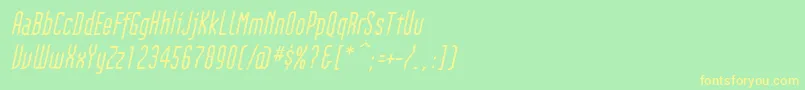 フォントGothikkaItalic – 黄色の文字が緑の背景にあります