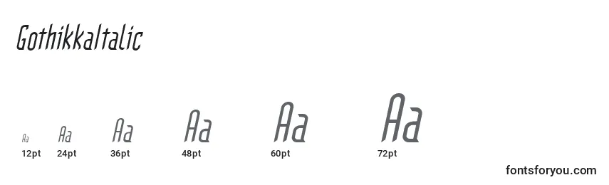 GothikkaItalic-fontin koot