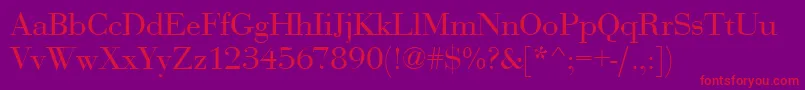 Bauerboddee-Schriftart – Rote Schriften auf violettem Hintergrund