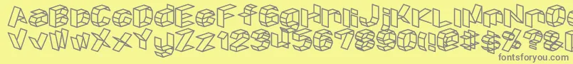 D3craftism-fontti – harmaat kirjasimet keltaisella taustalla