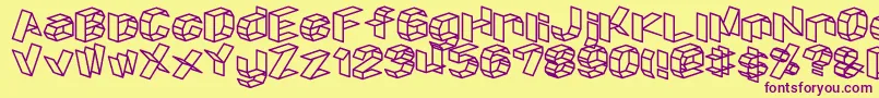 D3craftism-fontti – violetit fontit keltaisella taustalla