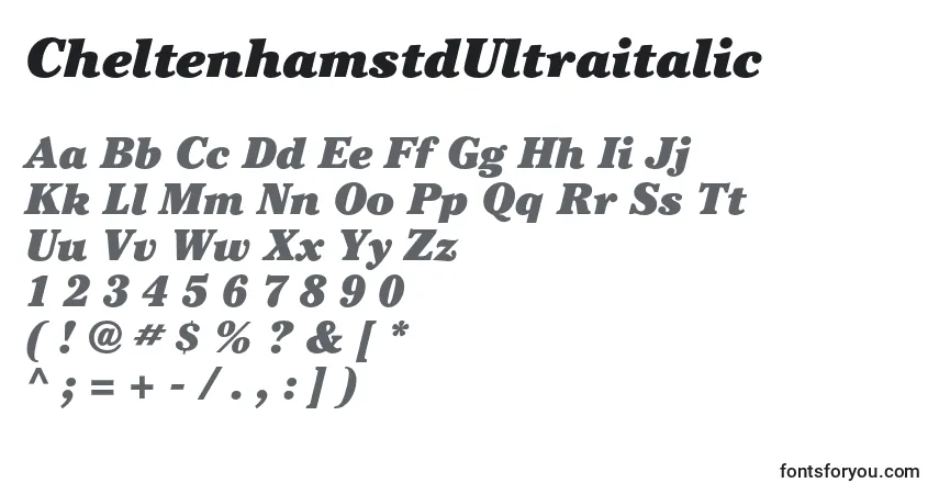 A fonte CheltenhamstdUltraitalic – alfabeto, números, caracteres especiais
