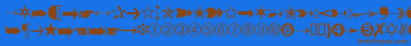 DatasymbdbNormal-fontti – ruskeat fontit sinisellä taustalla