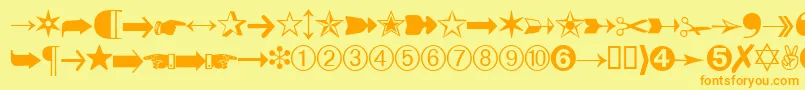 DatasymbdbNormal Font – Orange Fonts on Yellow Background
