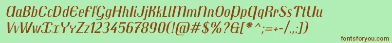 Fonte TrochutItalic – fontes marrons em um fundo verde