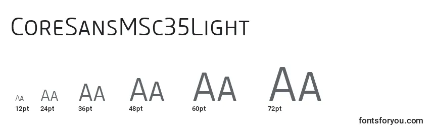 Размеры шрифта CoreSansMSc35Light