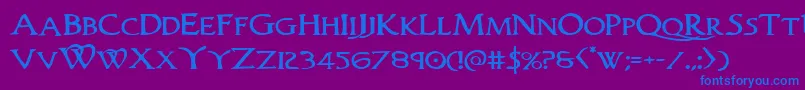 Woodgodexpand Font – Blue Fonts on Purple Background