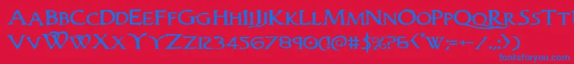 Woodgodexpand Font – Blue Fonts on Red Background