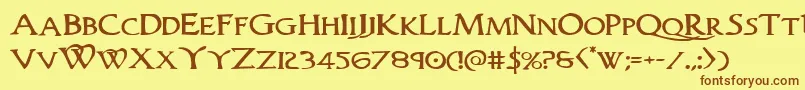 Woodgodexpand Font – Brown Fonts on Yellow Background