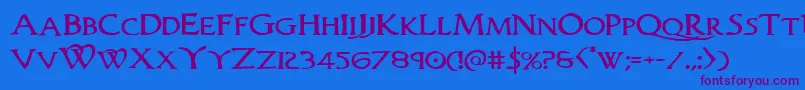 Woodgodexpand Font – Purple Fonts on Blue Background