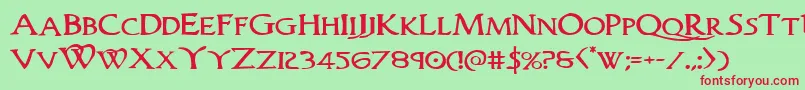 Woodgodexpand Font – Red Fonts on Green Background