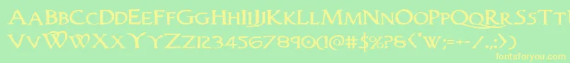 Woodgodexpand Font – Yellow Fonts on Green Background